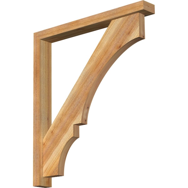 Ekena Millwork Balboa Block Rough Sawn Bracket w/ Offset Brace, Western Red Cedar, 4"W x 32"D x 36"H BKT0402X32X36BOA05RWR - main